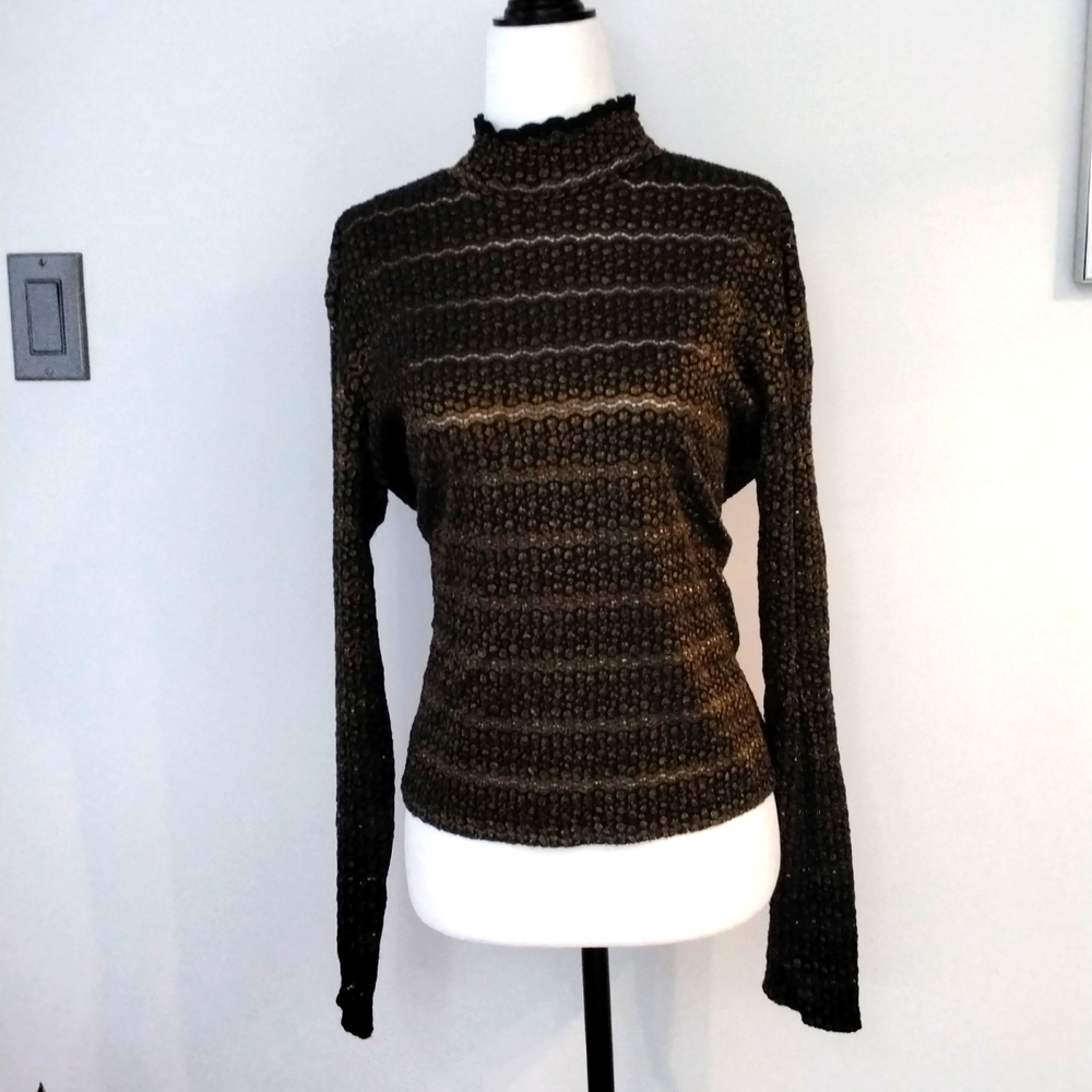 DONNA ladies sparkly black/bronze top, XL